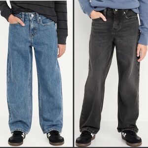 Lot of 2 Old Navy Original Baggy NonStretch Jeans Boys Black & Dark Blue Size 14